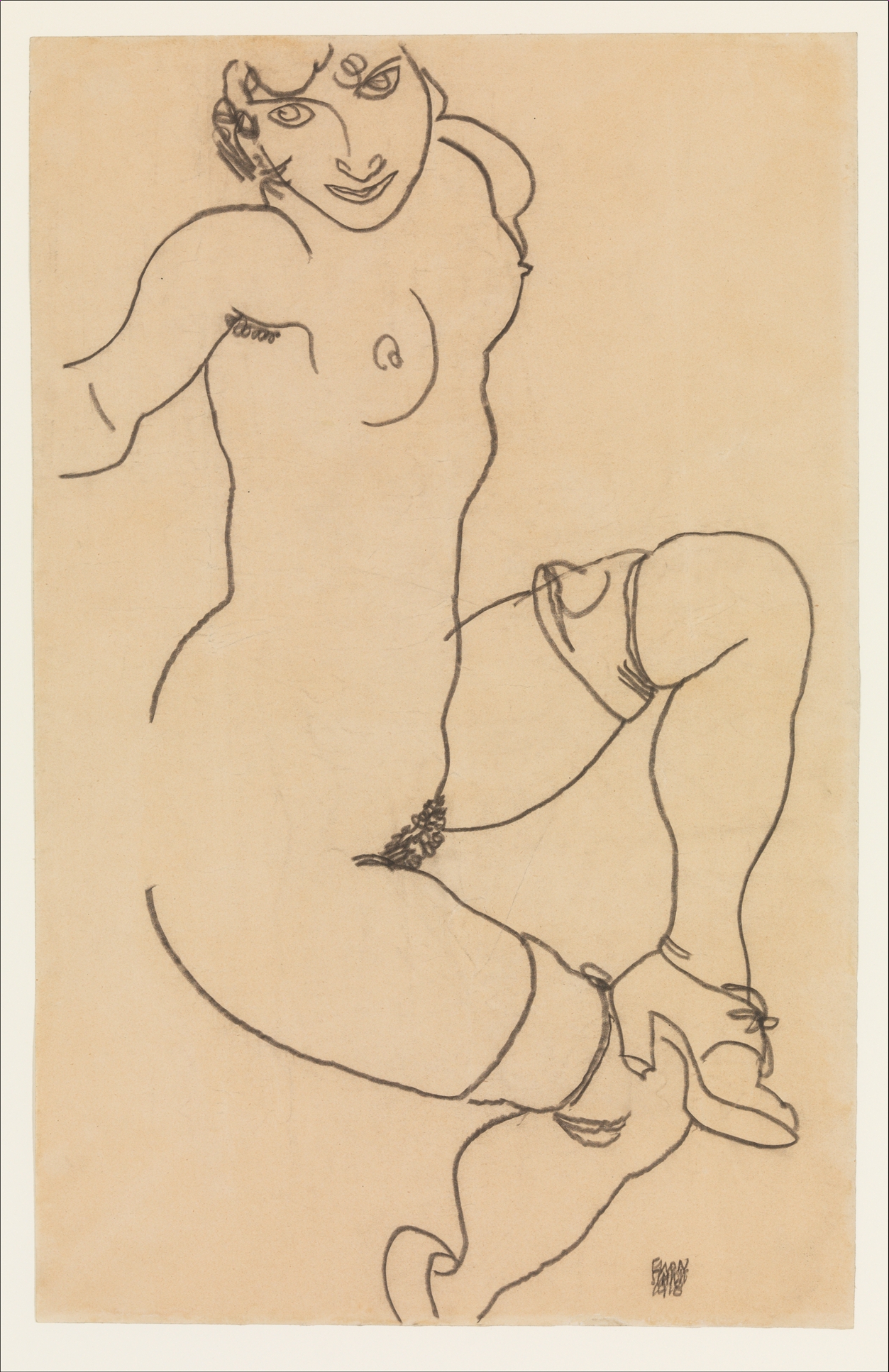 Egon Schiele, Seated Nude in Shoes and Stockings